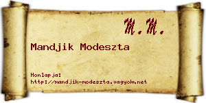 Mandjik Modeszta névjegykártya